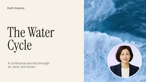 Water cycle lesson presented by an AI avatar, created with VideoGen